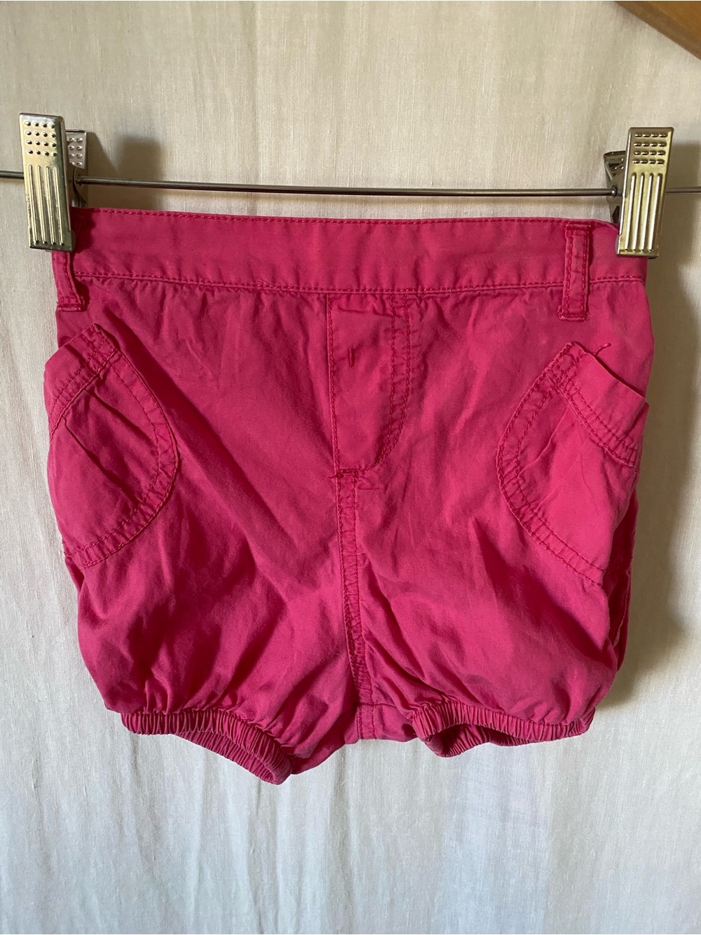 Toddler Girls Pink Elastic Hem Cotton Shorts with Pockets - 18-24 month